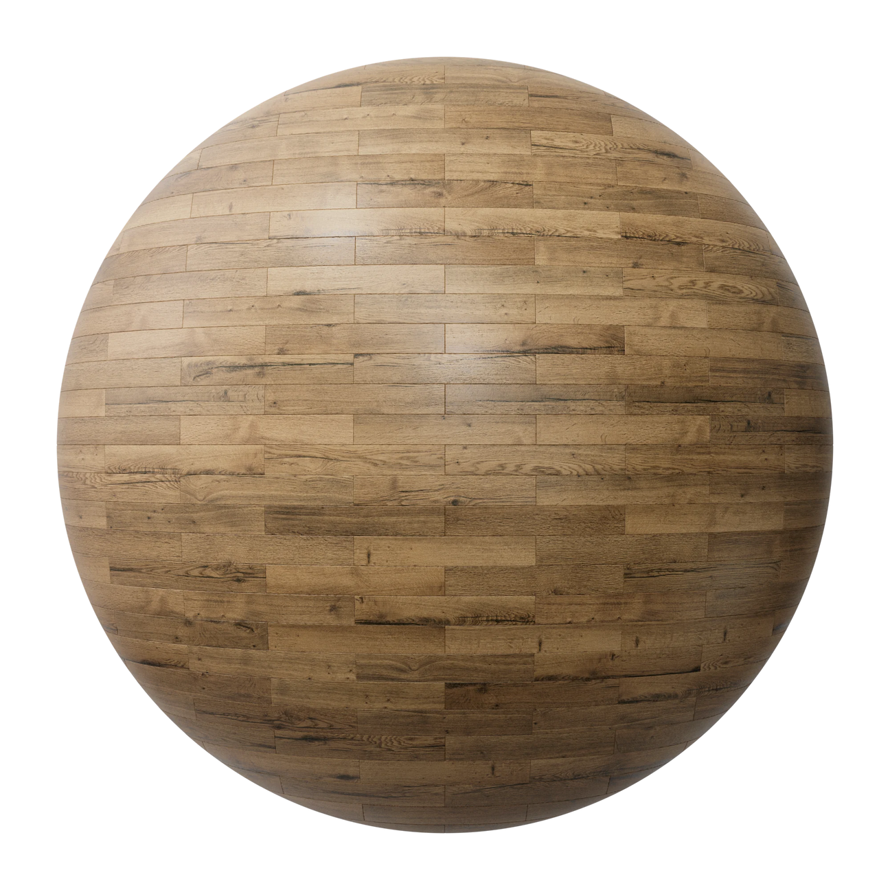 Rustic Oak Wood Brick Bond Parquet Floor PBR Texture - Sphere Swatch Preview | Superellipse