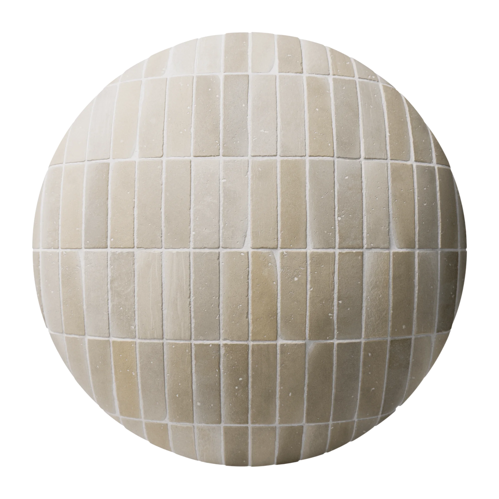 Terracotta Low Fired Yellow Brick Tiles PBR Texture - Sphere Swatch Preview | Superellipse