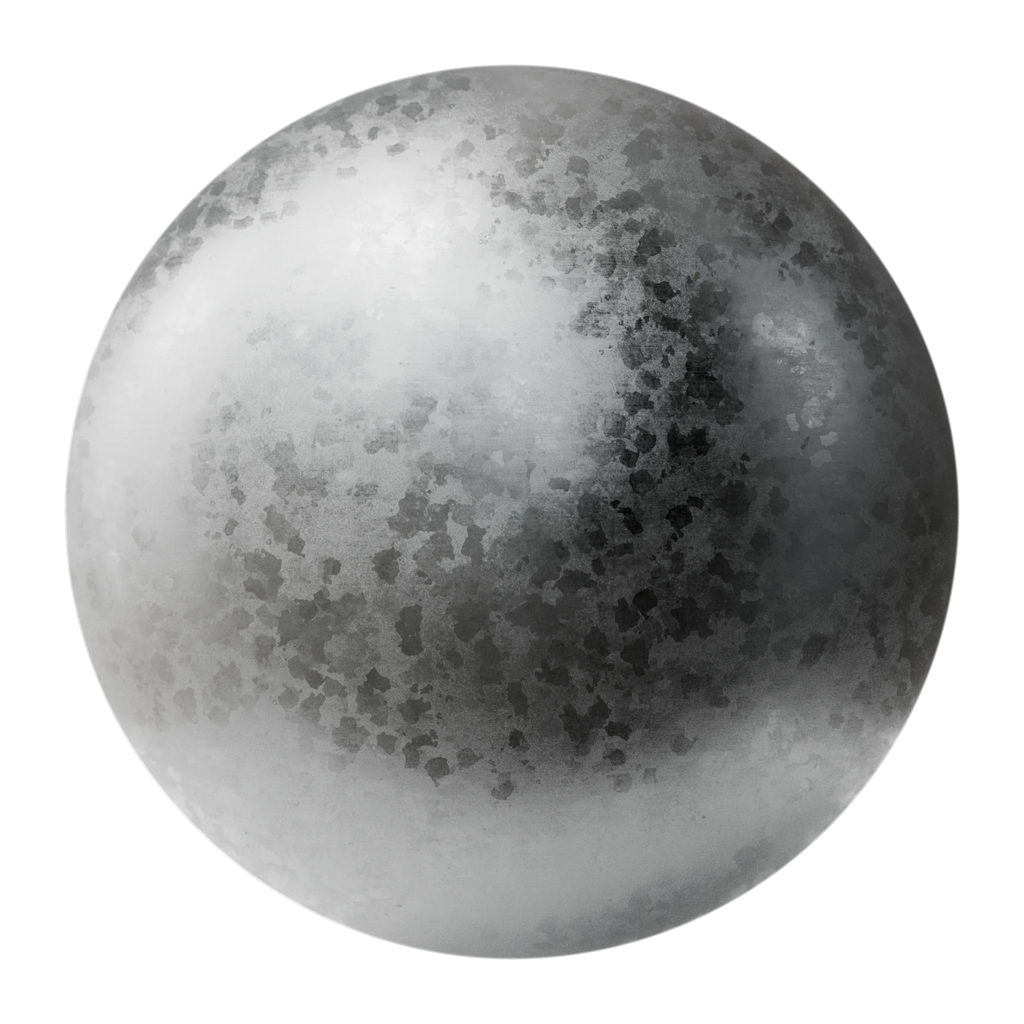 Galvanised Hotdip Steel Metal PBR Texture - Sphere Swatch Preview | Superellipse