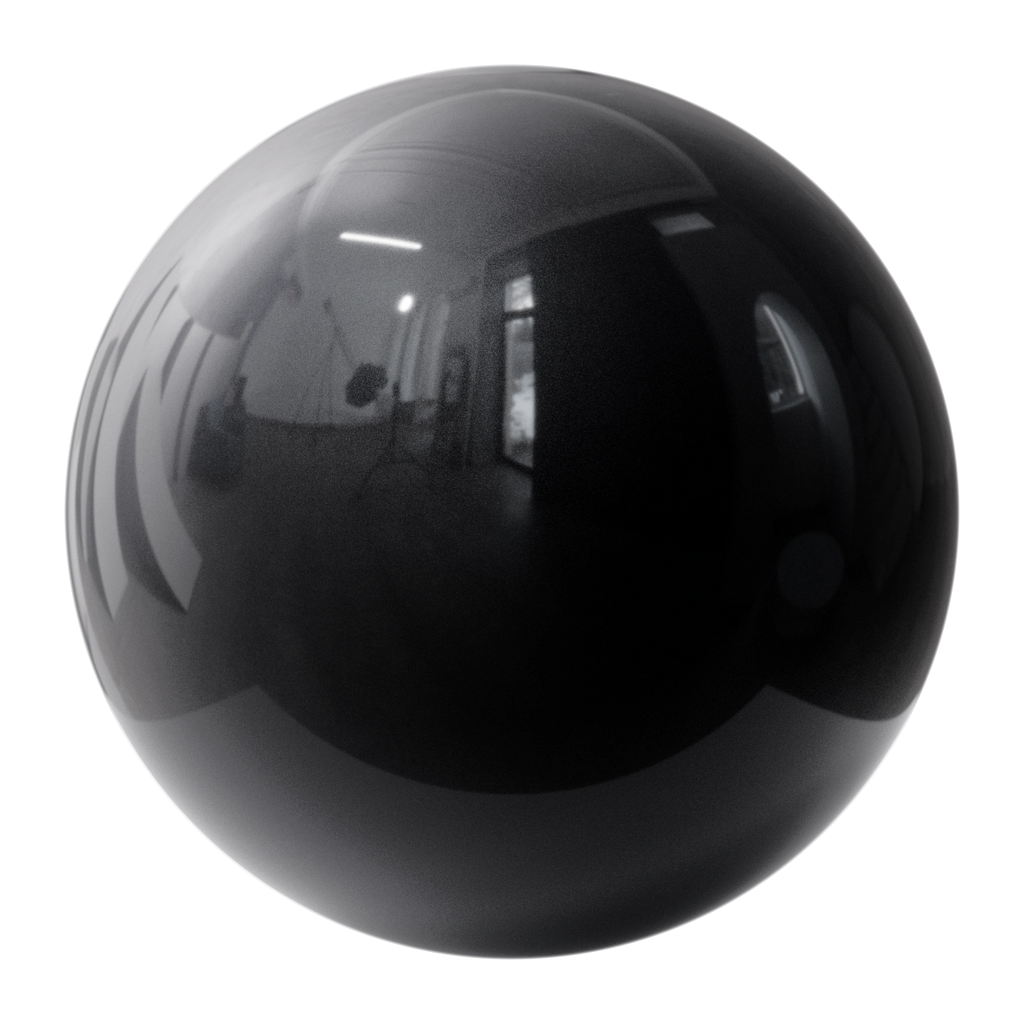 Onyx Black Metallic Gloss Paint PBR Texture - Sphere Swatch Preview | Superellipse