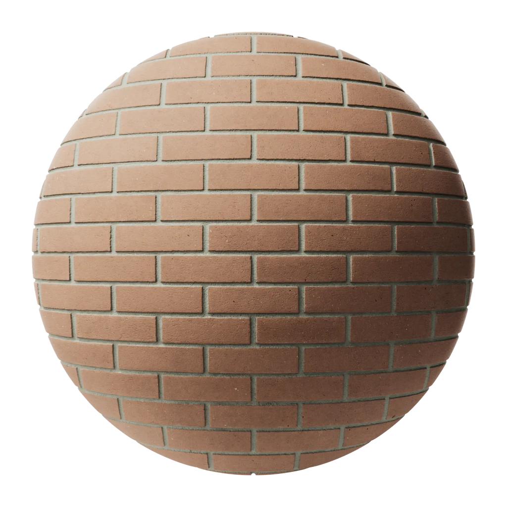 Riverdale Smooth Red Running Bond Brick PBR Texture - Sphere Swatch Preview | Superellipse