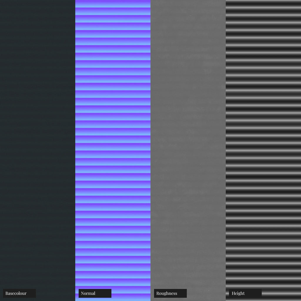 Concave Fluted Plastic Surface Texture PBR Texture - Example Scene Visualization | Superellipse