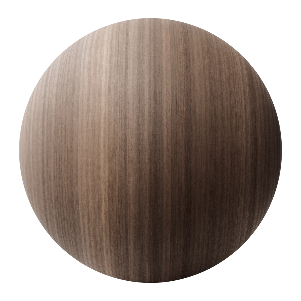 Walnut Rift Sawn Veneer Natural Finish Wood PBR Texture - Sphere Swatch Preview | Superellipse