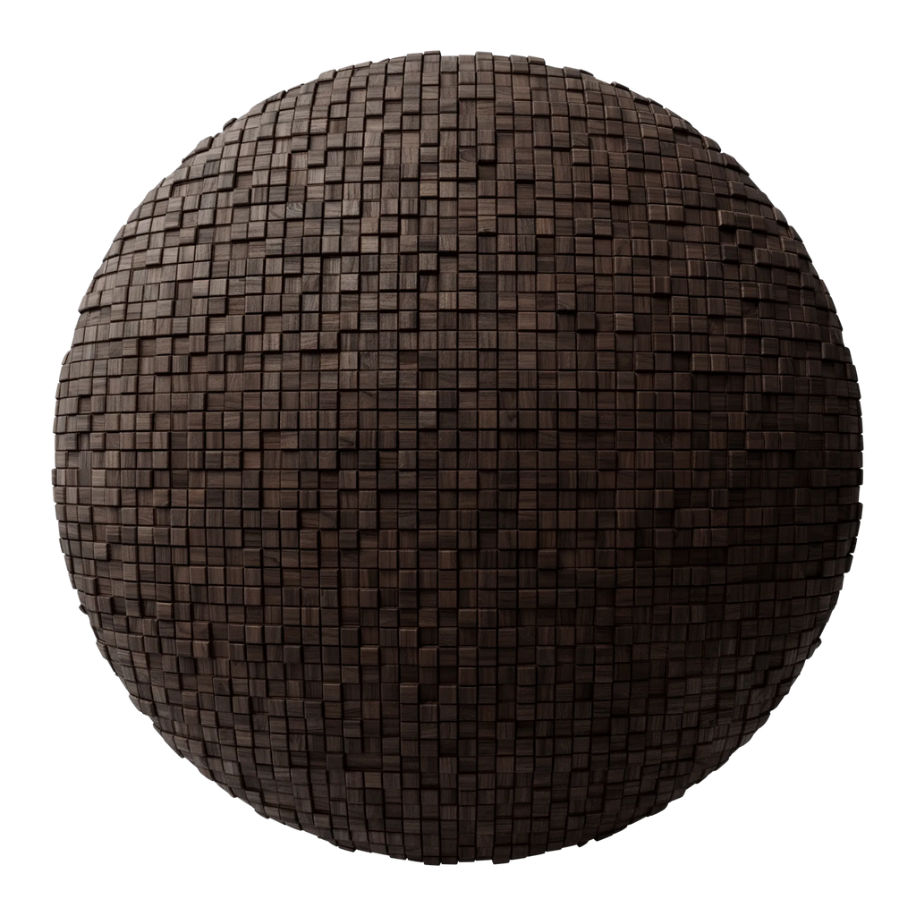 Small Mosaic Walnut Wood Panel PBR Texture - Sphere Swatch Preview | Superellipse