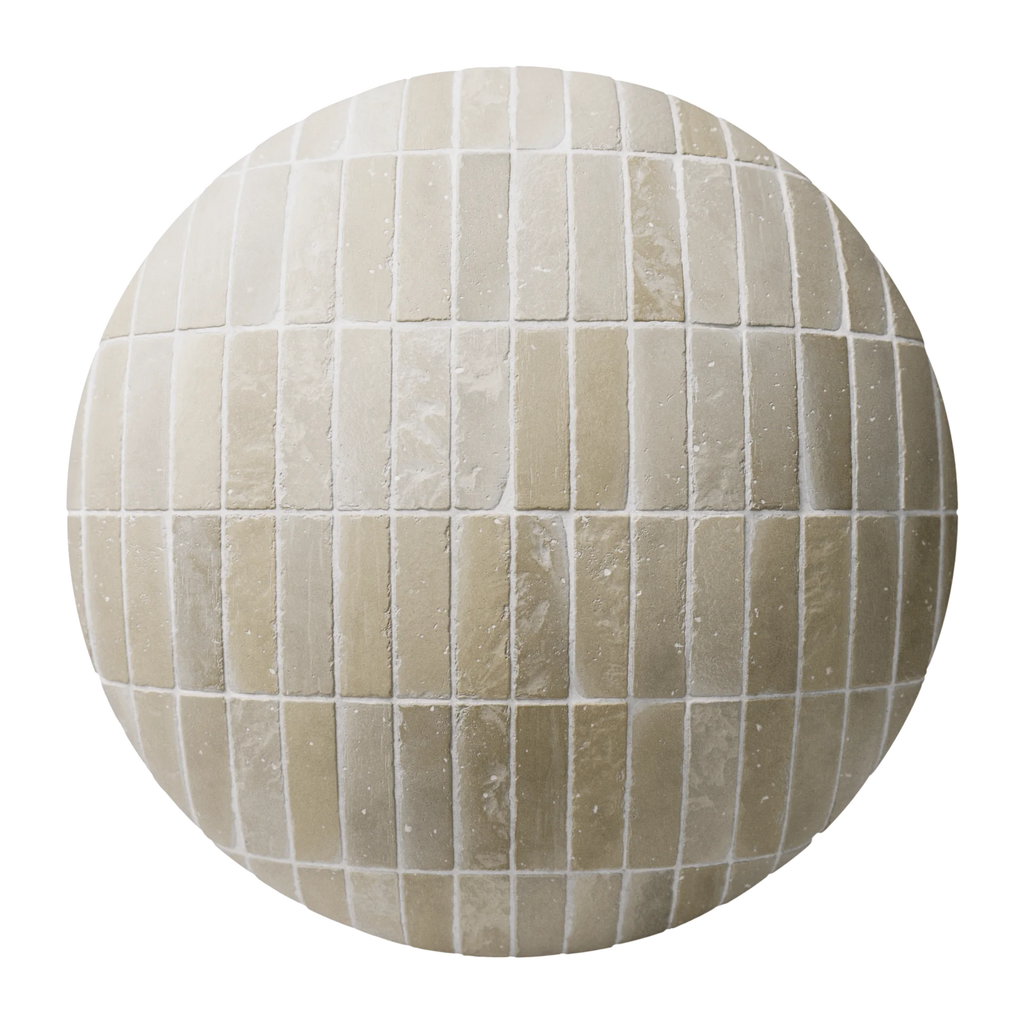 Terracotta Worn Rustic Yellow Brick Tile PBR Texture - Sphere Swatch Preview | Superellipse