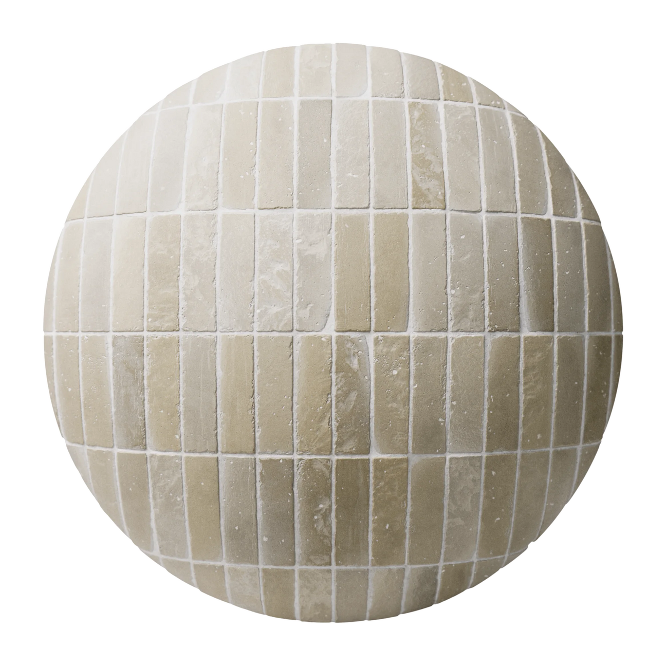Terracotta Worn Rustic Yellow Brick Tile PBR Texture - Sphere Swatch Preview | Superellipse