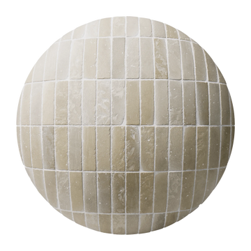 Terracotta Worn Rustic Yellow Brick Tile PBR Texture - Sphere Swatch Preview | Superellipse