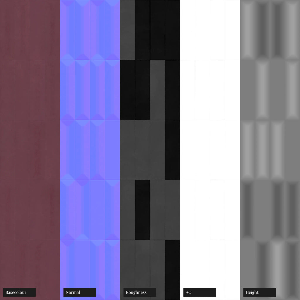 Mixed Bevel Mulberry Stacked Tile PBR Texture - Example Scene Visualization | Superellipse