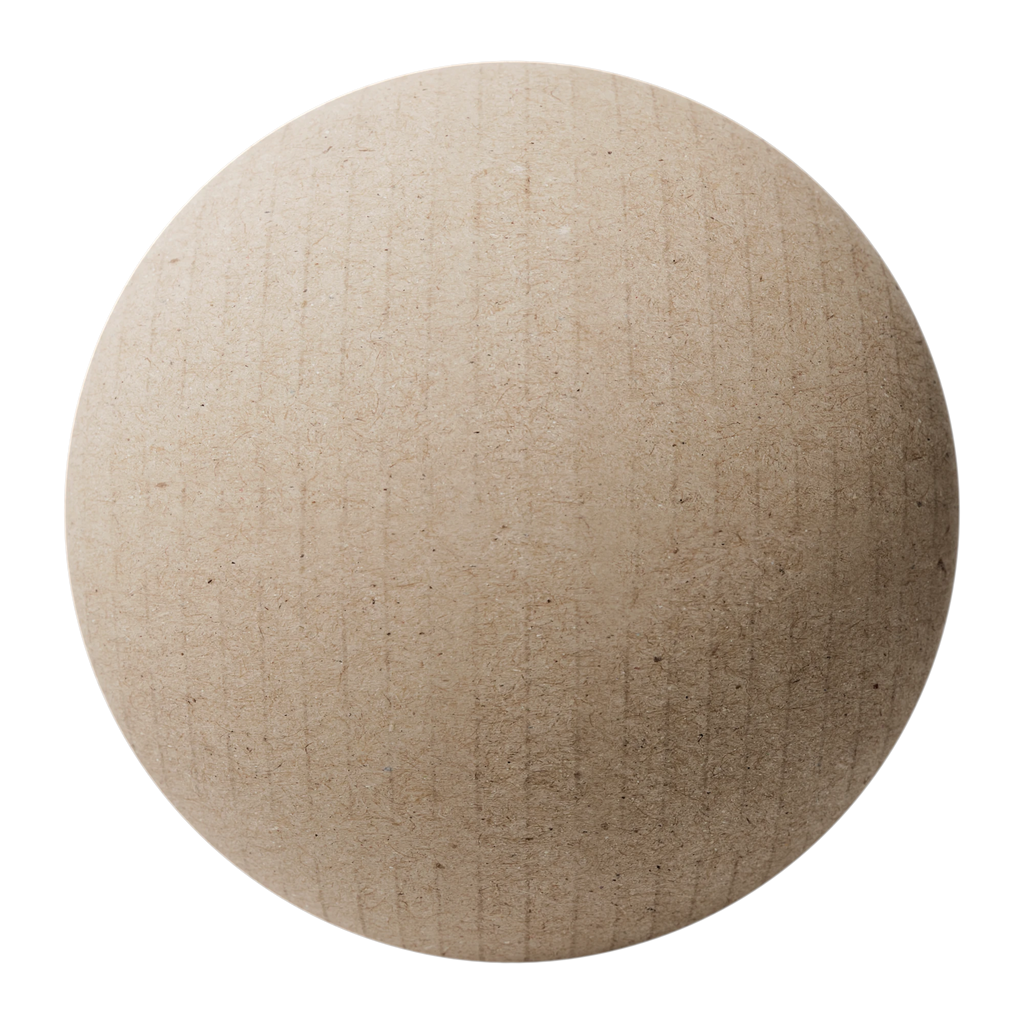 Textured Natural Finish Kraft Cardboard PBR Texture - Sphere Swatch Preview | Superellipse