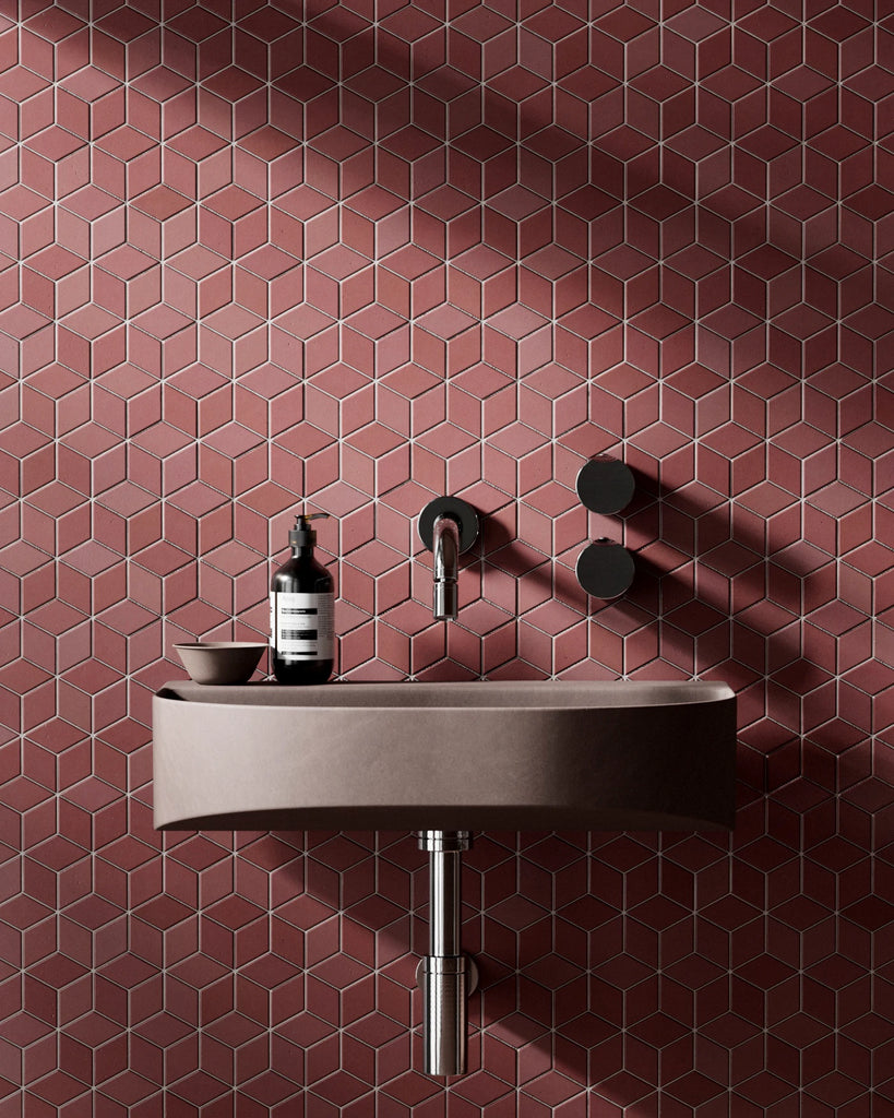 Diamond Rose Velvet Matte Tile PBR Texture - Example Scene Visualization | Superellipse