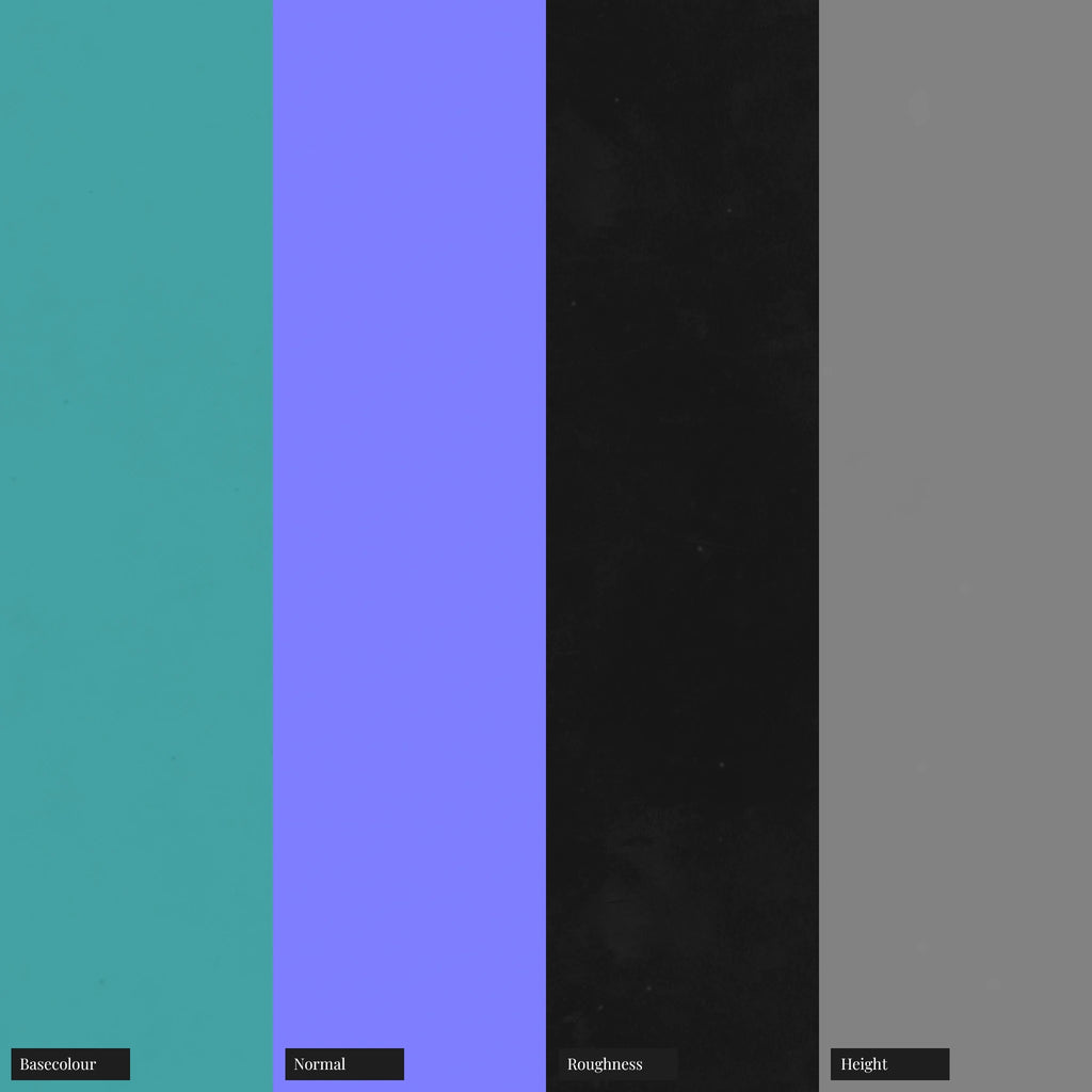 Teal Enamel Coated Silver Metal PBR Texture - Example Scene Visualization | Superellipse