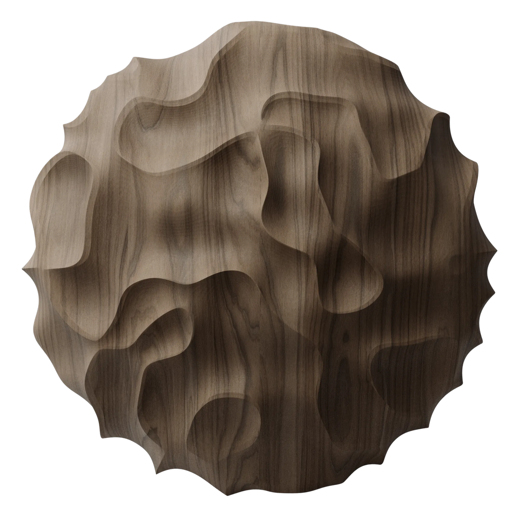 Milled Walnut Organic Wood Sculpture PBR Texture - Sphere Swatch Preview | Superellipse