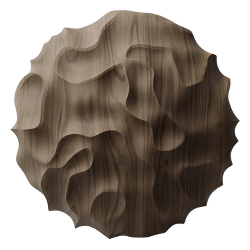 Milled Walnut Organic Wood Sculpture PBR Texture - Sphere Swatch Preview | Superellipse