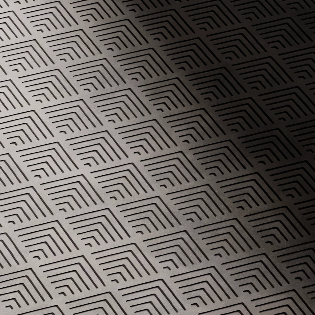 Etched Oxidised Steel Panel Art Deco PBR Texture - Example Scene Visualization | Superellipse