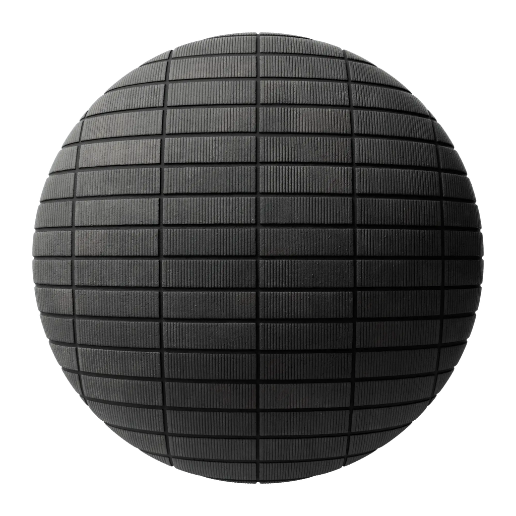 Grooved Dark Ash Brick Stack Bond PBR Texture - Sphere Swatch Preview | Superellipse