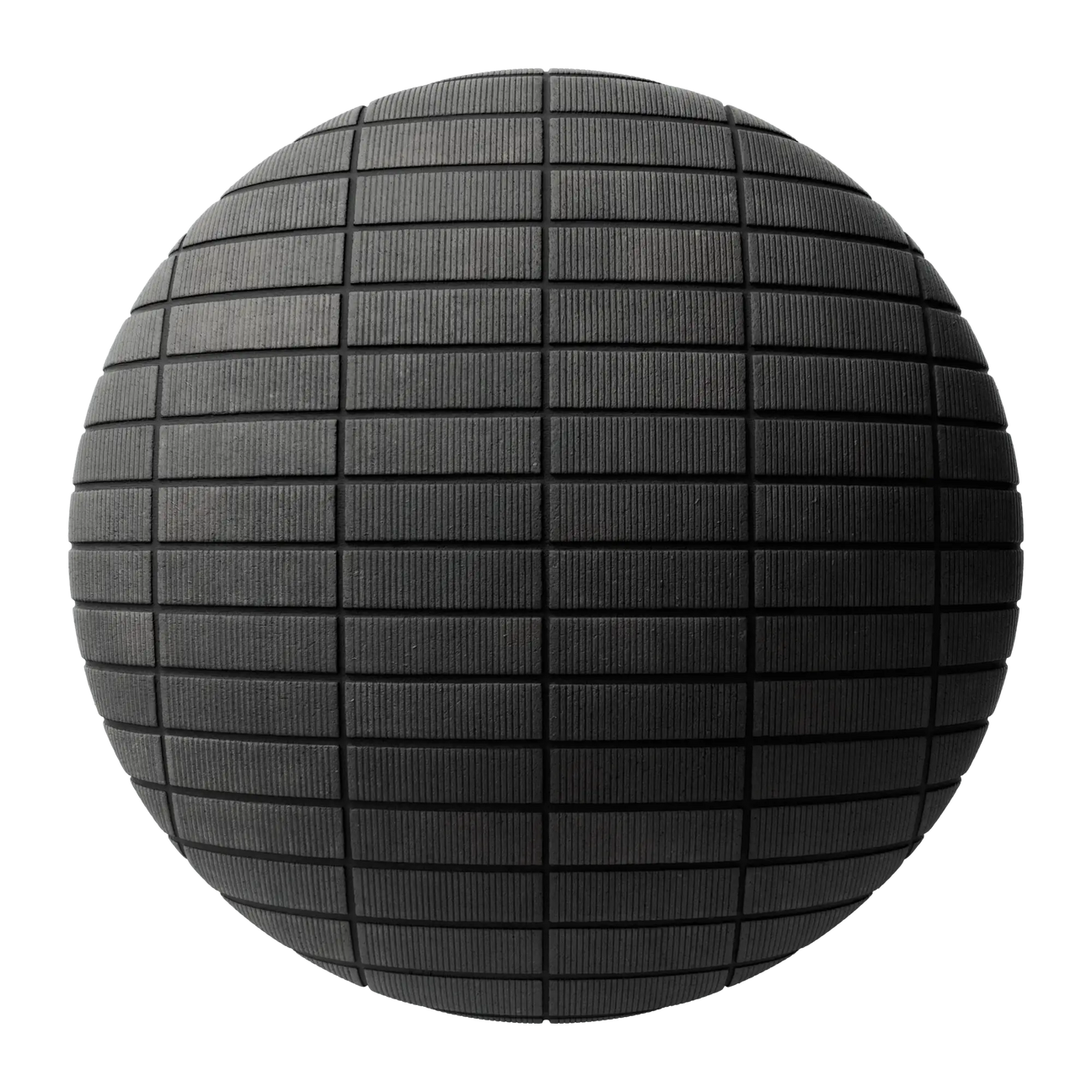 Grooved Dark Ash Brick Stack Bond PBR Texture - Sphere Swatch Preview | Superellipse