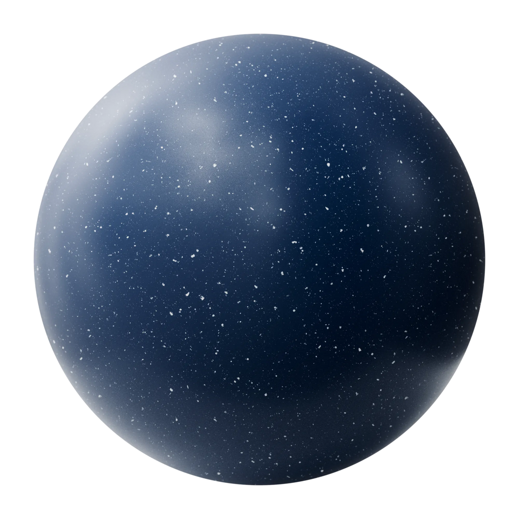 Prussian Blue Terrazzo Plastic Small PBR Texture - Sphere Swatch Preview | Superellipse