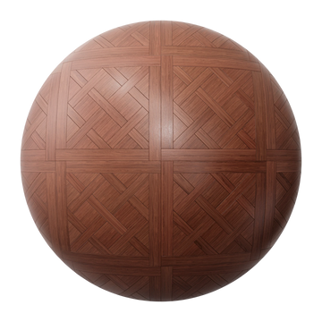 Red Mahogany Versailles Parquet Wood Floor PBR Texture - Sphere Swatch Preview | Superellipse