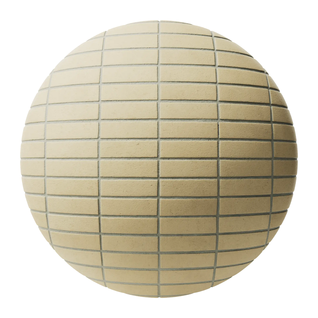 Rosemont Buff Yellow Smooth Stack Bond Brick PBR Texture - Sphere Swatch Preview | Superellipse