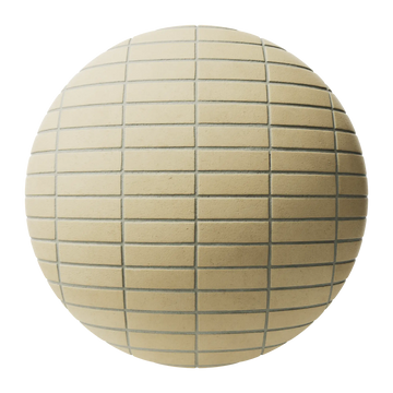 Rosemont Buff Yellow Smooth Stack Bond Brick PBR Texture - Sphere Swatch Preview | Superellipse