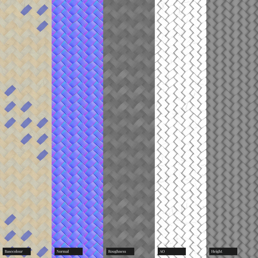 Sandstone Purple Braided Cord PBR Texture - Example Scene Visualization | Superellipse