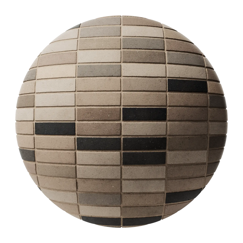 Slate Accent Architectural Stack Bond Brick PBR Texture - Sphere Swatch Preview | Superellipse