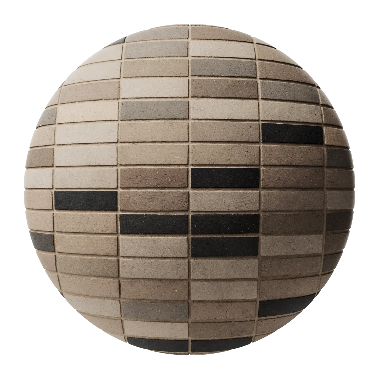 Slate Accent Architectural Stack Bond Brick PBR Texture - Sphere Swatch Preview | Superellipse