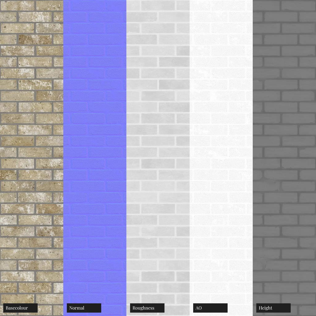 Rustic Cottage Running Bond Buff Brick PBR Texture - Example Scene Visualization | Superellipse