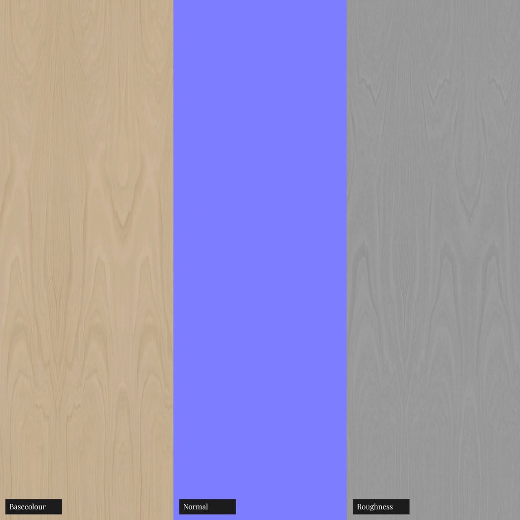 Japanese Elm Book Matched Veneer Wood PBR Texture - Example Scene Visualization | Superellipse