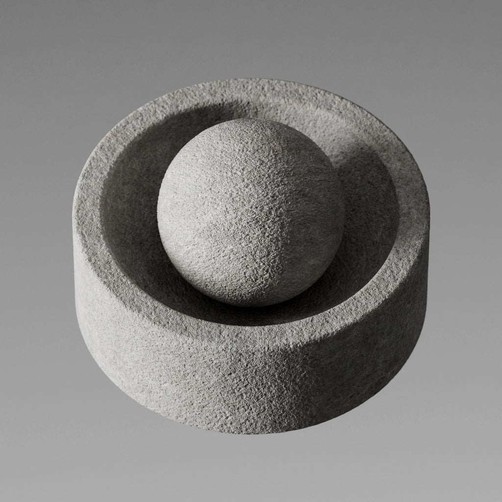 Ash Grey Bush Hammered Limestone PBR Texture - Example Scene Visualization | Superellipse