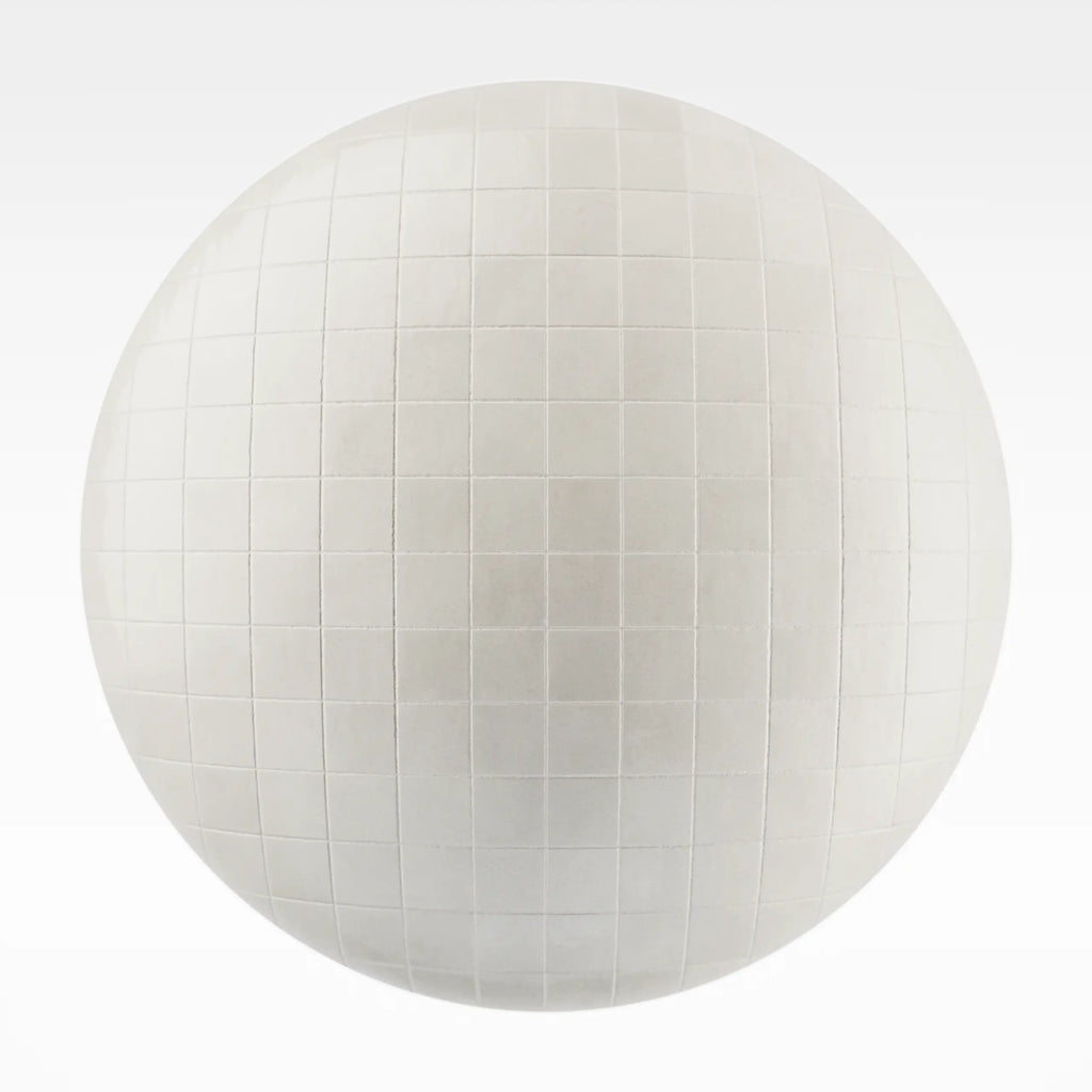 Zellige Ivory Gloss Square Tile PBR Texture - Sphere Swatch Preview | Superellipse