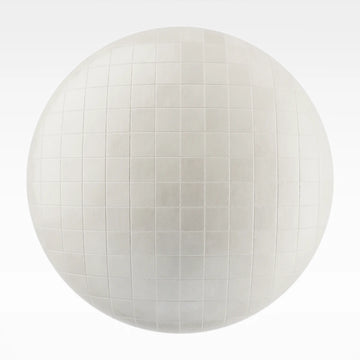 Zellige Ivory Gloss Square Tile PBR Texture - Sphere Swatch Preview | Superellipse