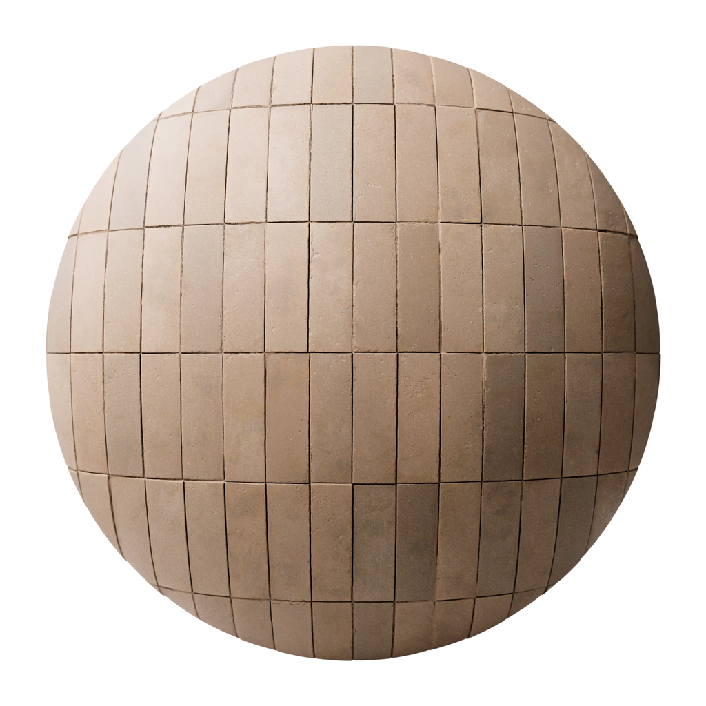 Terracotta Soft Dusted Brick Tiles PBR Texture - Sphere Swatch Preview | Superellipse