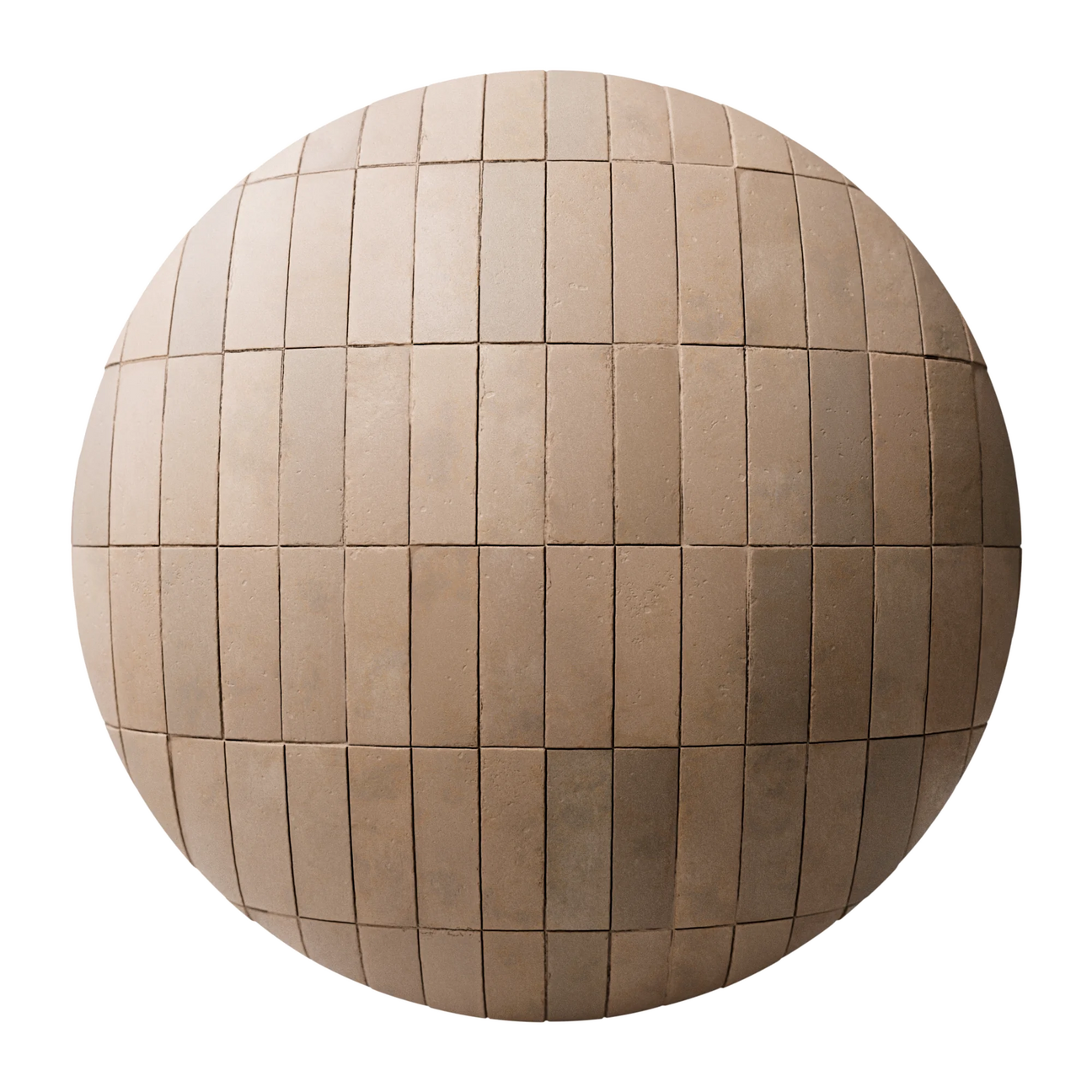 Terracotta Soft Dusted Brick Tiles PBR Texture - Sphere Swatch Preview | Superellipse