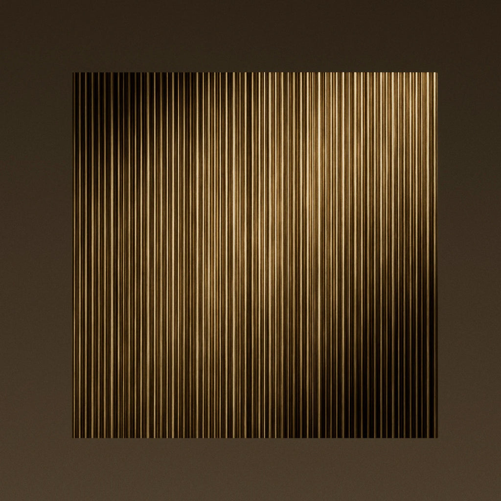 Ribbed Brushed Brass Metal 3D Panel PBR Texture - Example Scene Visualization | Superellipse