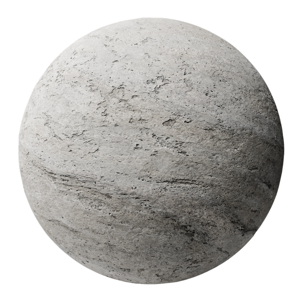 Ash Grey Natural Cut Limestone PBR Texture - Sphere Swatch Preview | Superellipse