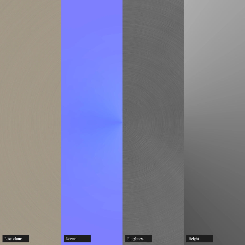 Radial Brushed Buffed Nickel Metal PBR Texture - Example Scene Visualization | Superellipse