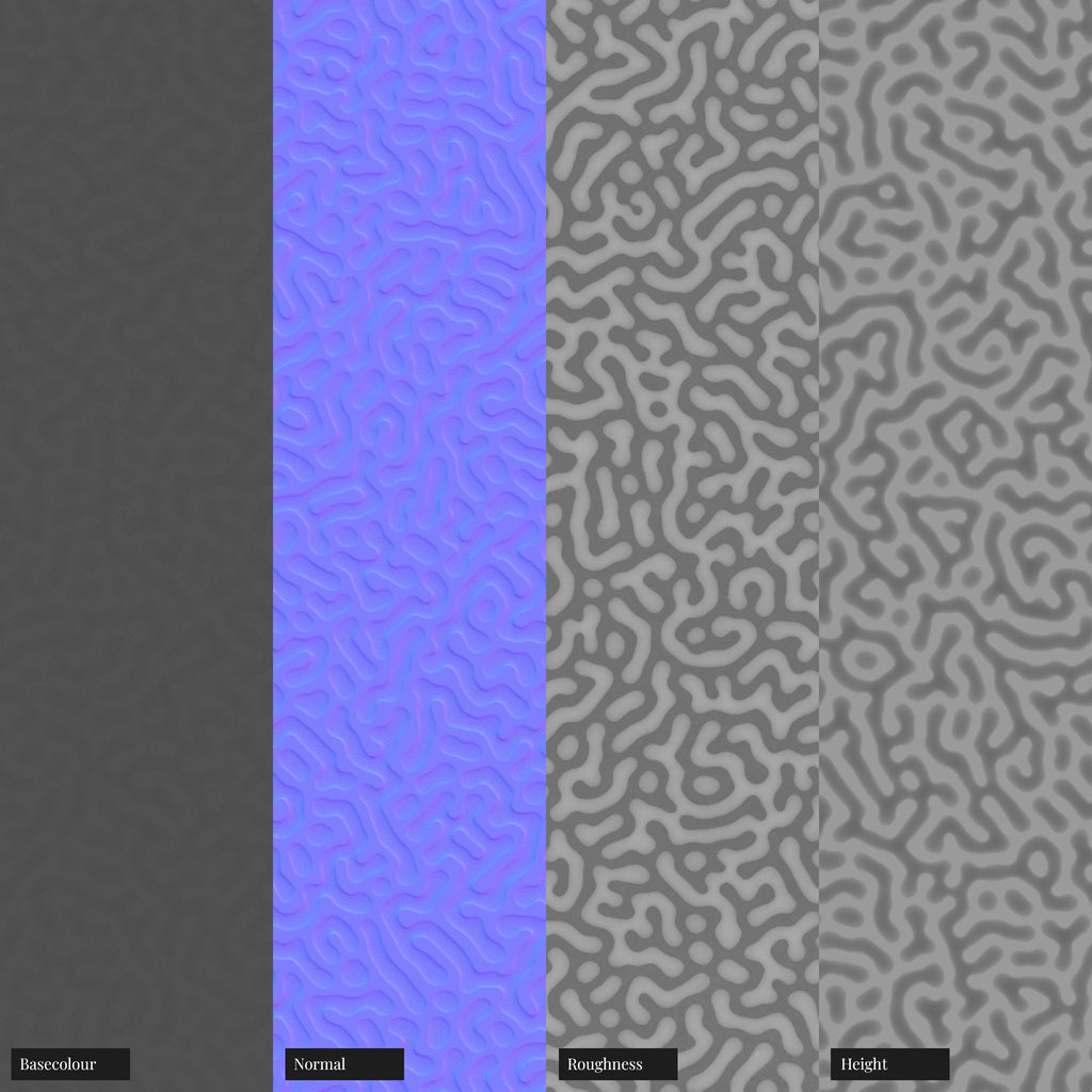 Reaction Diffusion Embossed Plastic PBR Texture - Example Scene Visualization | Superellipse