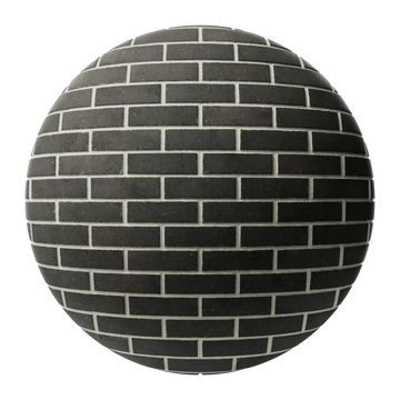 Ironstone Black Running Bond Brick PBR Texture - Sphere Swatch Preview | Superellipse