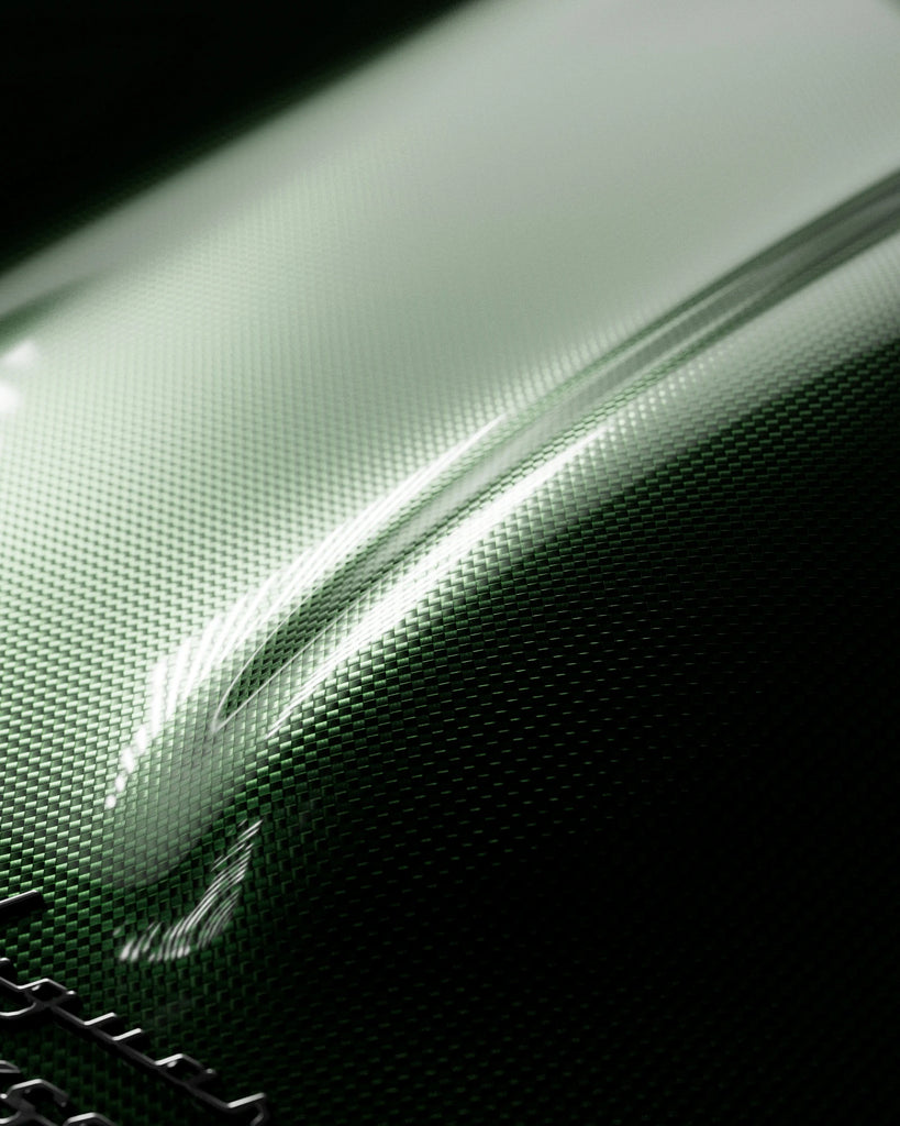Carbon Fiber Plain Weave Emerald Green PBR Texture - Example Scene Visualization | Superellipse