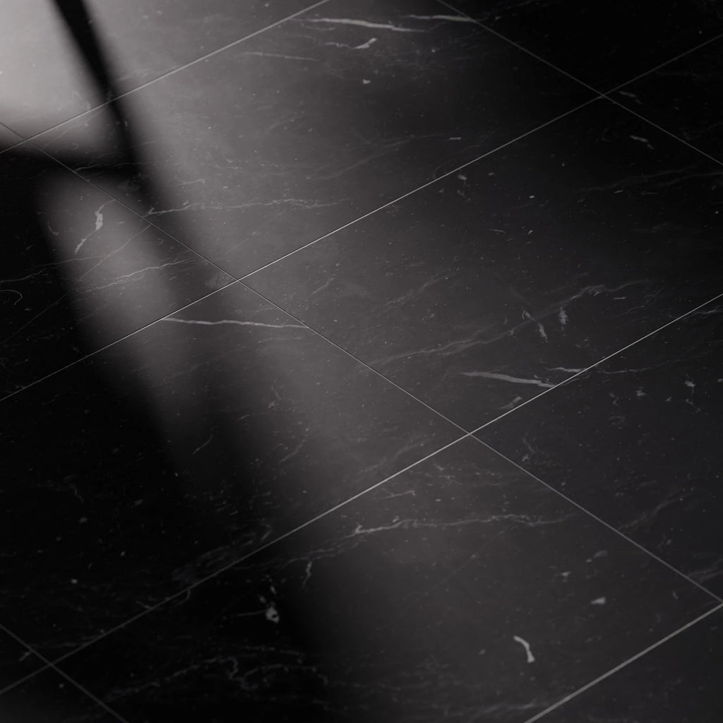 Nero Marquina Stacked Marble Tile PBR Texture - Example Scene Visualization | Superellipse