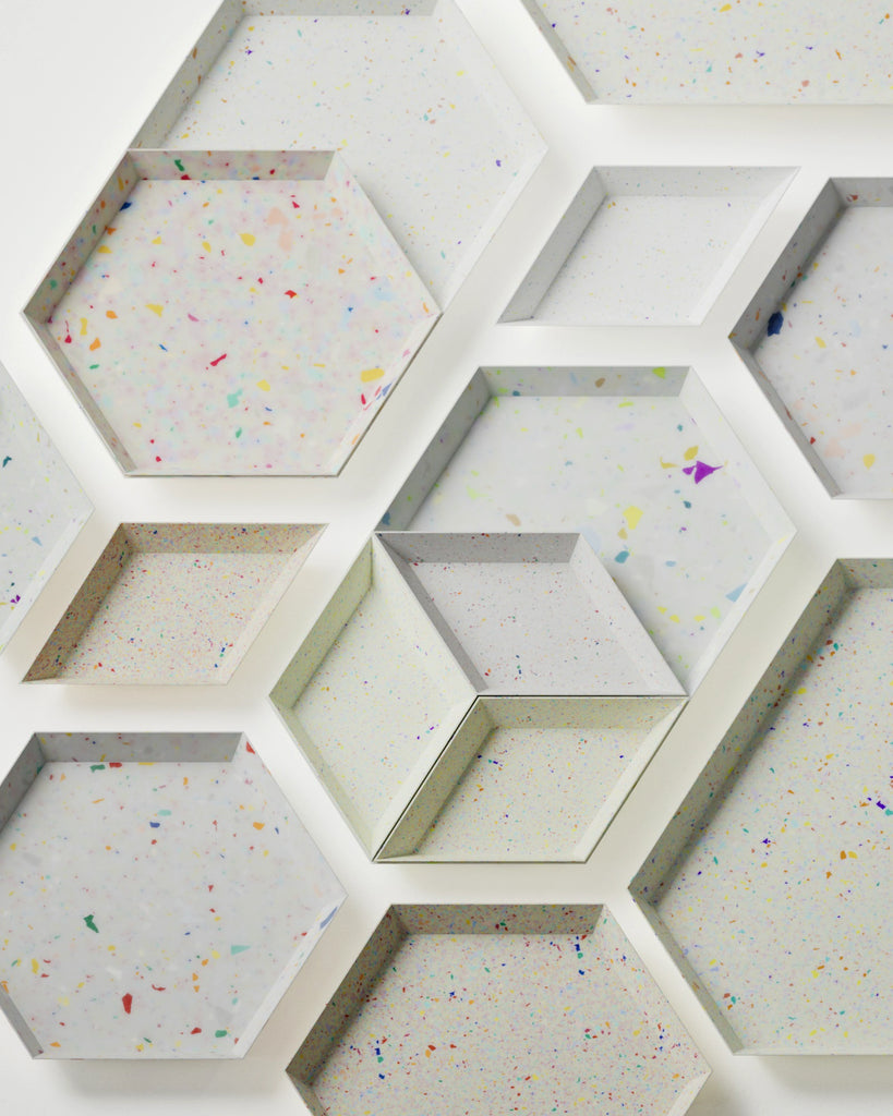 Multi Colour Recycled Terrazzo Plastic PBR Texture - Example Scene Visualization | Superellipse