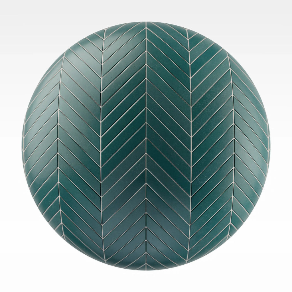 Chevron Matte Racing Green Tile PBR Texture - Sphere Swatch Preview | Superellipse