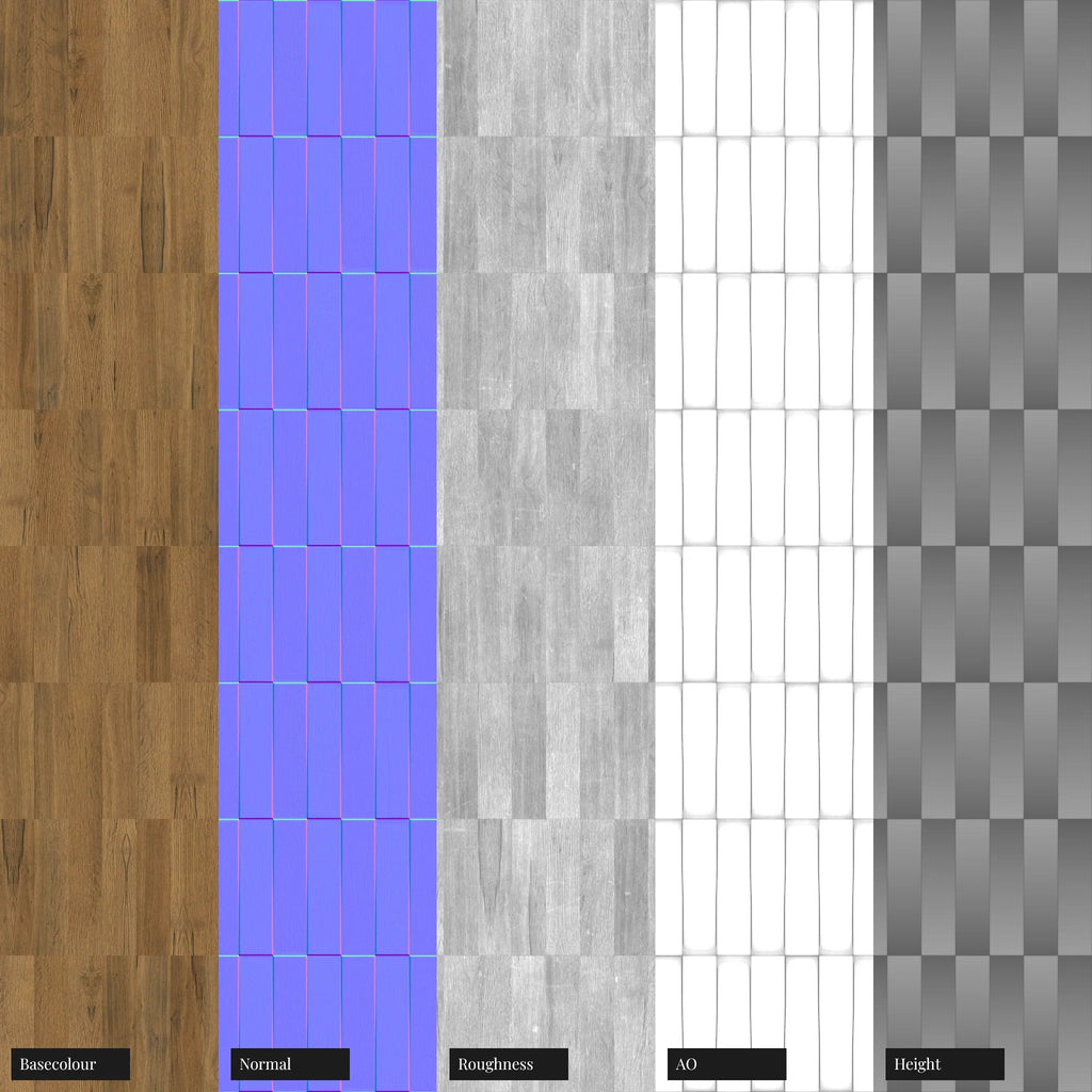 Architectural Unfinished Oak Wood Panel PBR Texture - Example Scene Visualization | Superellipse