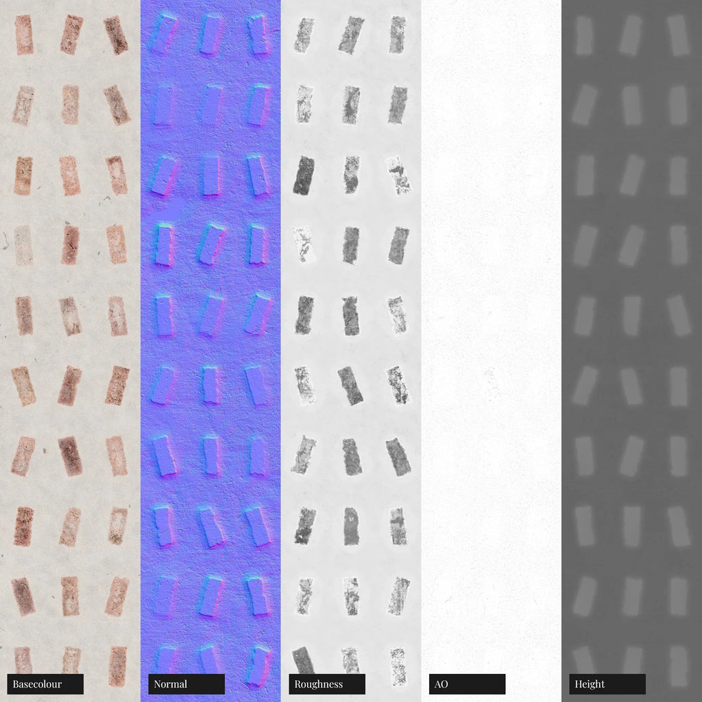 Contemporary Small Brick Terracotta Tiles PBR Texture - Example Scene Visualization | Superellipse