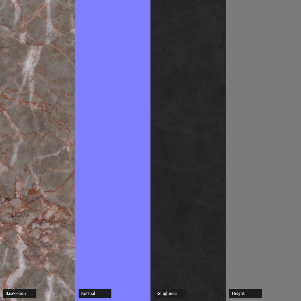 Rosso Damasco Polished Marble Slab PBR Texture - Example Scene Visualization | Superellipse