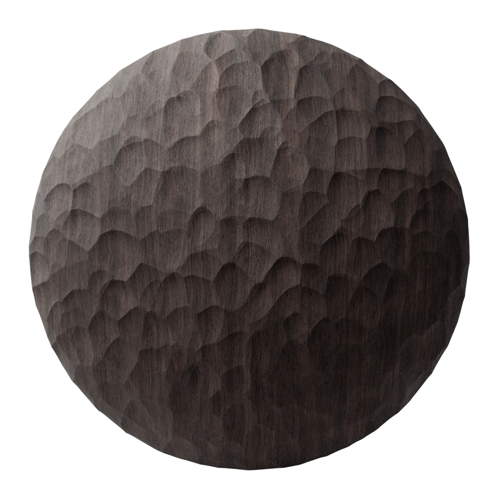 Chiselled Walnut Hardwood PBR Texture - Sphere Swatch Preview | Superellipse