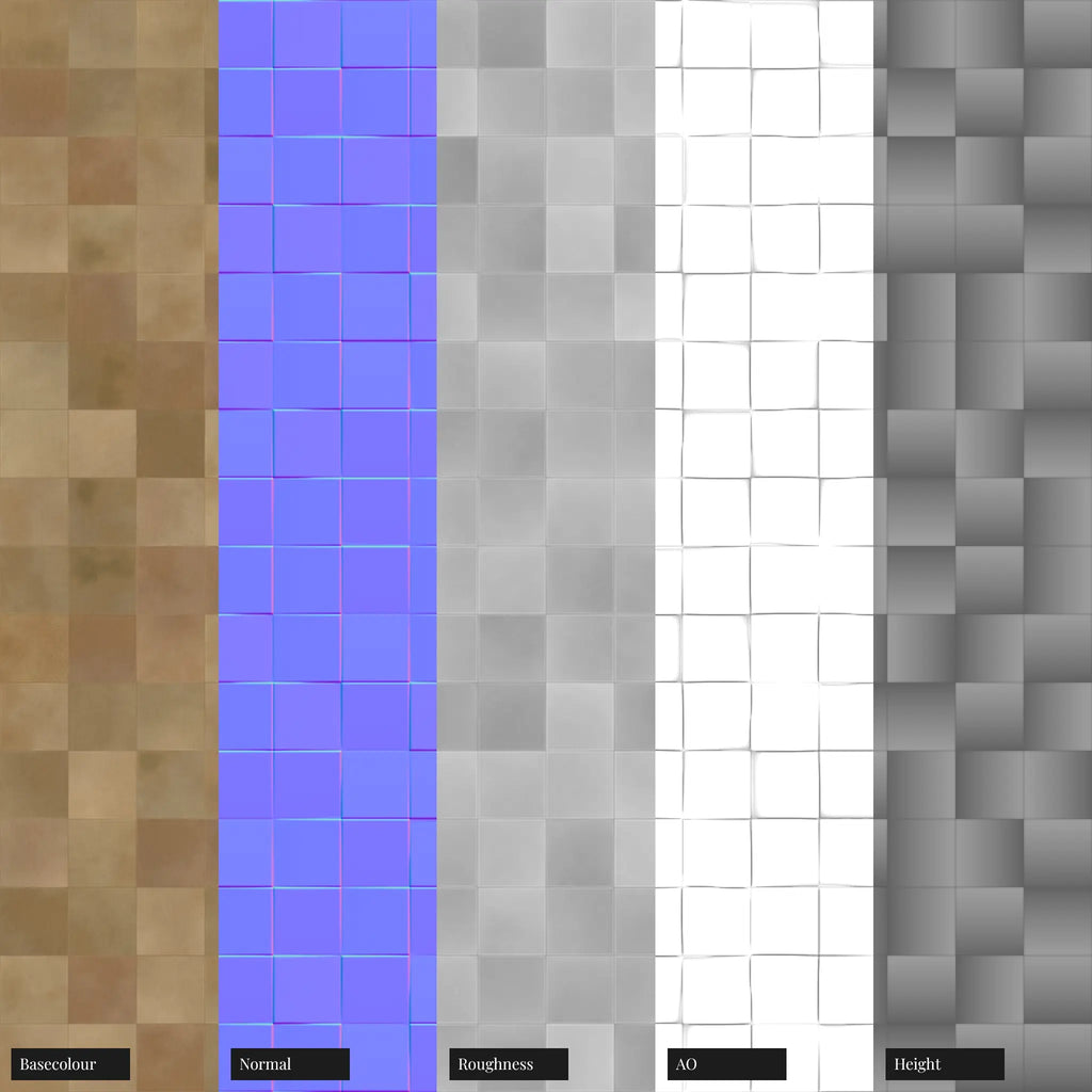 Oxidised Brass Square 3D Metal Panel PBR Texture - Example Scene Visualization | Superellipse