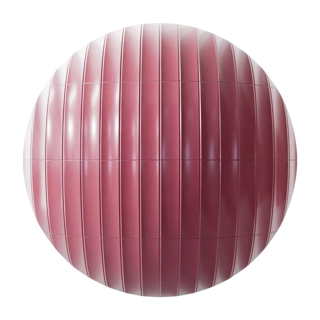 Fluted Scarlet Red Gloss Tile PBR Texture - Sphere Swatch Preview | Superellipse