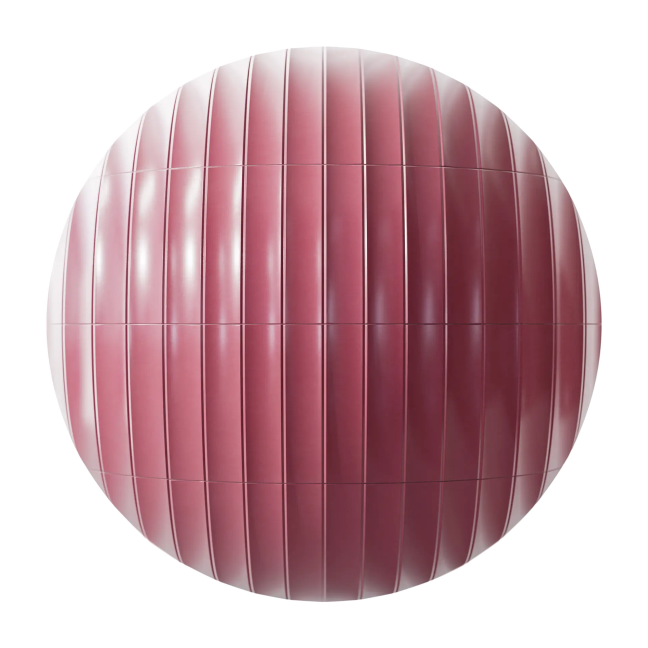 Fluted Scarlet Red Gloss Tile PBR Texture - Sphere Swatch Preview | Superellipse